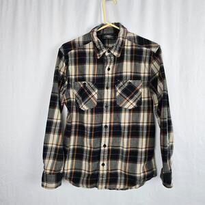 Harley Davidson Button Down Flannel Men's M Black Tan Long Sleeve Embroidered